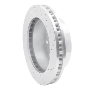 Ford F-250 Super Duty Brake Rotor (1) - Front Left - R1 Concepts - Drilled & Slotted - Silver - `99-`05